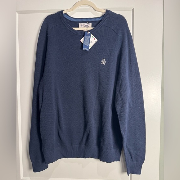 Classic Penguin Sweater Blue Crew Neck Musingwear 100% Cotton giftable - Picture 1 of 6